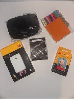Kodak Zink Mini Photo Printer Kit with Black Case and Multicolor Tabs